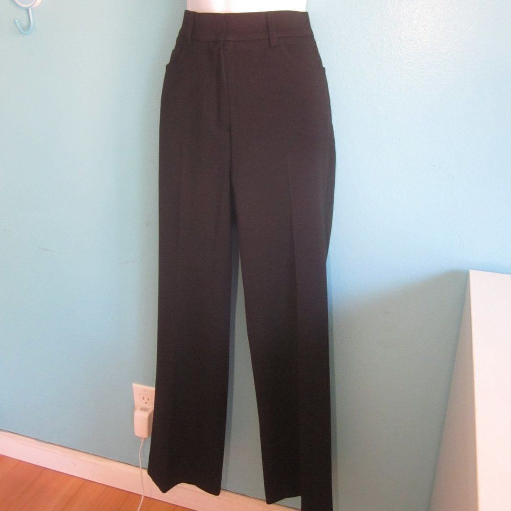 Signe Paris Womens Black Zip Up Flat Front Dress Pants Size 38 (Size 6)